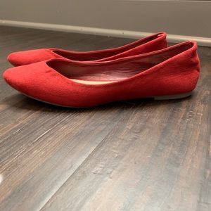 Red Pointy Toe Ballet Flats